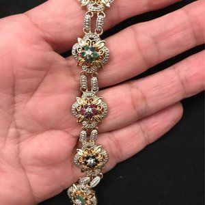 14K Gold over Sterling Silver Gemstone Bracelet